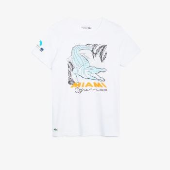 Lacoste SPORT Miami Open Crocodile Print T-shirt Dámské - Tričko Bílé | CZ-rMBMrw